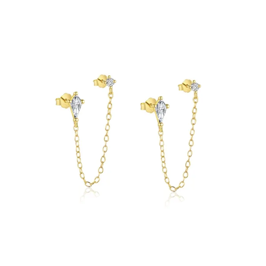 RENE Double Piercing Chain Drop Earrings