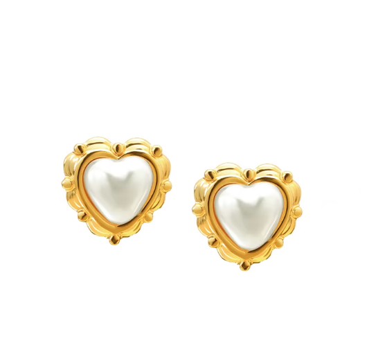 KHAI Pearl Heart Earrings