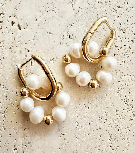 LEIA Lustrous Pearl Hoop Earrings